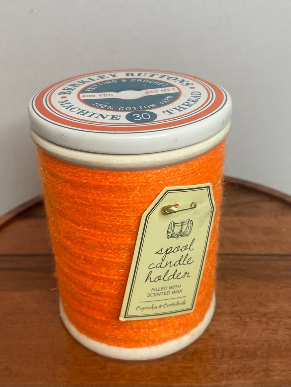 Cupcakes & Cartwheels Berkeley Buttons Machine Thread Candle Holder